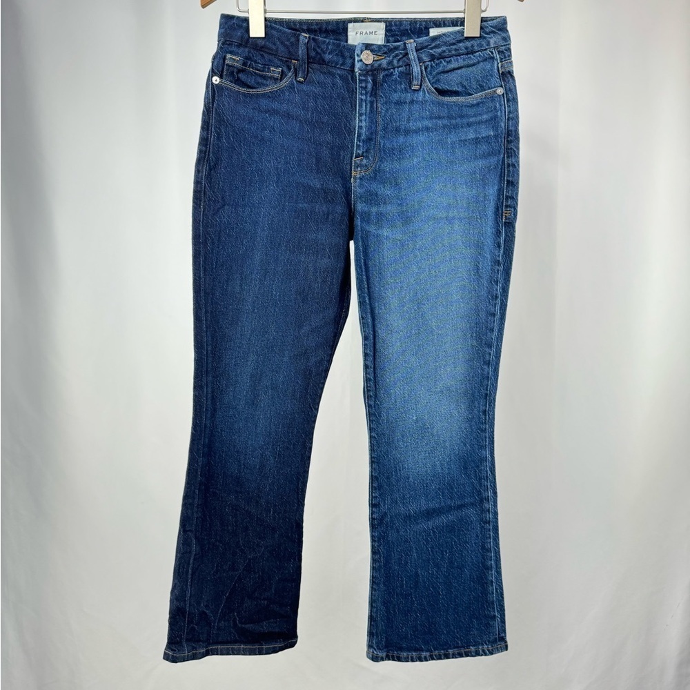 Frame Le Crop Two Toned Mini‎ Bootcut Jeans in Blue Size 28